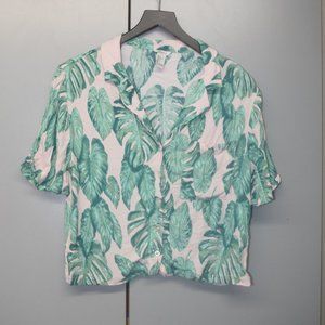 Forever 21 Hawaiian Cropped Shirt, Size Large